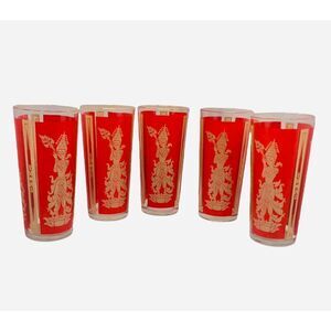 VTG 60's Red Hindu 5pc. Glasses